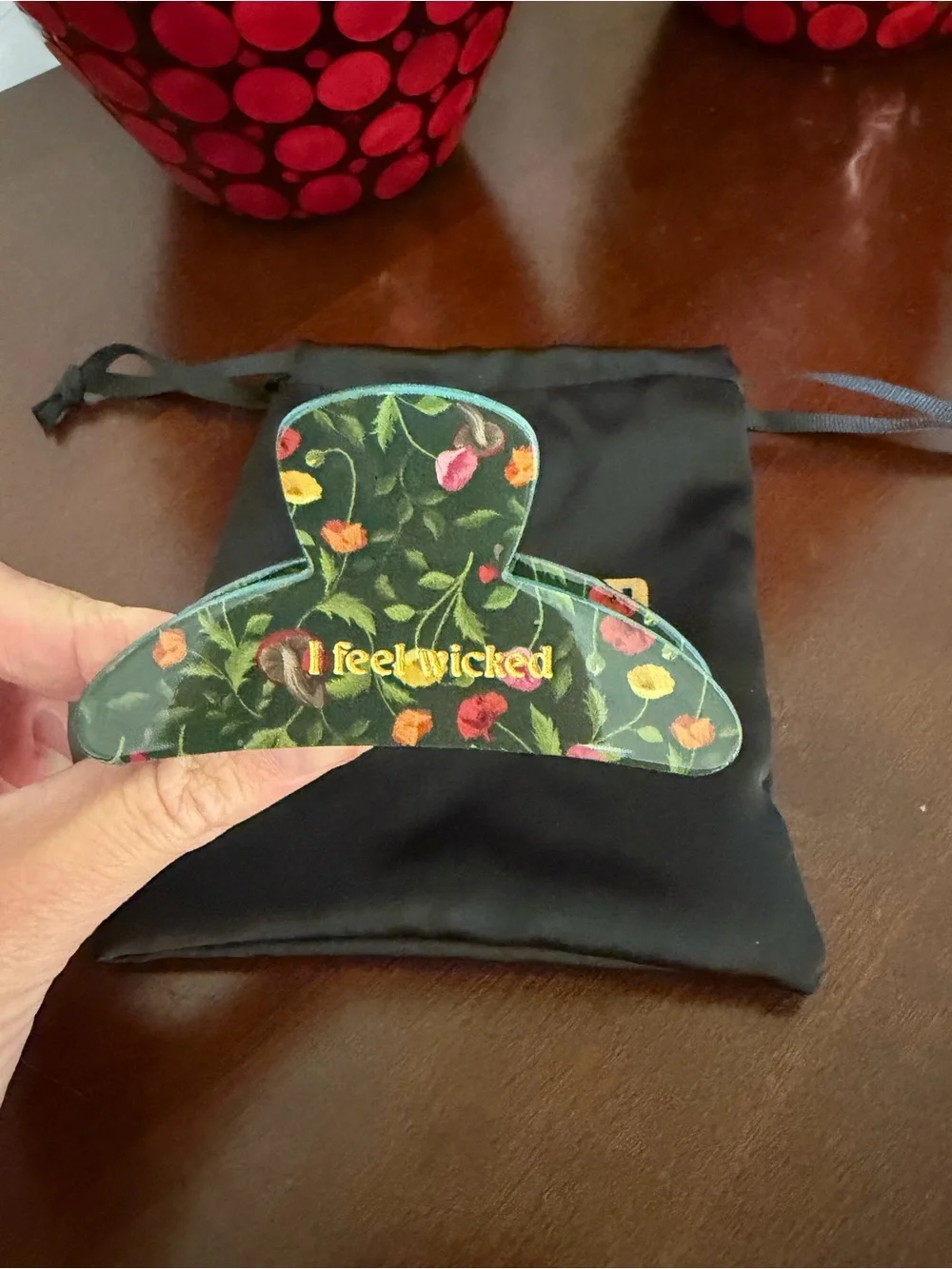 8 Other Reasons I Feel Wicked Elphaba Green & Gold Poppy Floral Hair Claw Clip